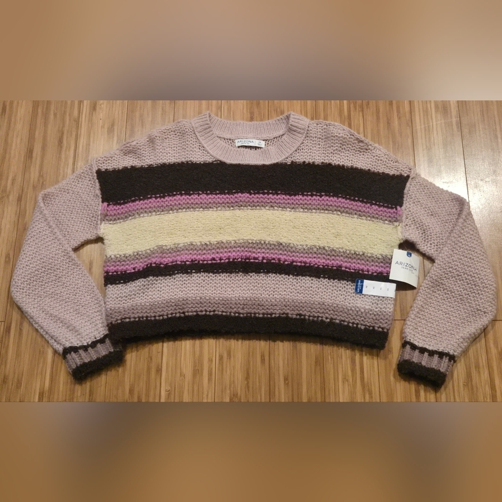 NWT Arizona Soft Striped Crewneck Sweater